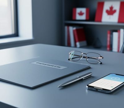 Modern office desk with legal documents and scheduling items representing an employment lawyer free consultation.